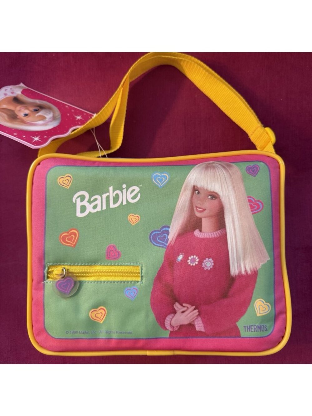 NWT Vintage 1990's Barbie Hearts Soft Lunchbox w/ Thermos - New